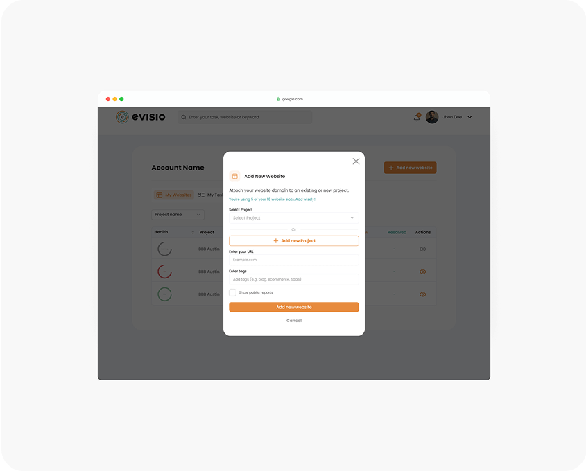 Step 1: Enter your website URL